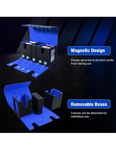 Caja de Deck Commander TiMOVO para 200+ Cartas - Negro/Azul