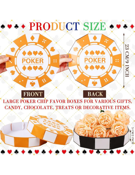 12 Cajas de Favor de Póker PullCrease 22,86 cm Decoración Fiesta