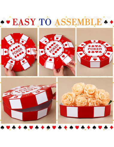 12 Cajas de Favor de Póker PullCrease 22,86 cm Decoración Fiesta