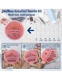Kit de Agujas de Coser a Mano JekiiNova 30 Piezas Ojo Grande 2