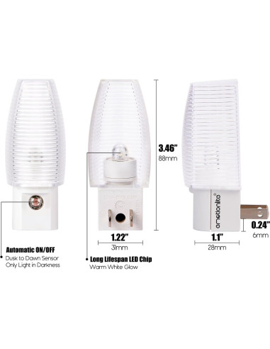 Emotionlite Luz Nocturna LED Enchufable 4 Pzs Blanca Cálida