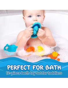 Juguetes de baño TECHNOK 12 Piezas Arcoíris para Bebés 2