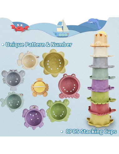 Juguetes de baño SLTBEH 14 Piezas para Bebés 1-3 Años