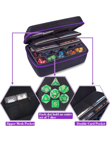 Caja de Almacenamiento de Dados SIQUK Violeta Doble Bandeja