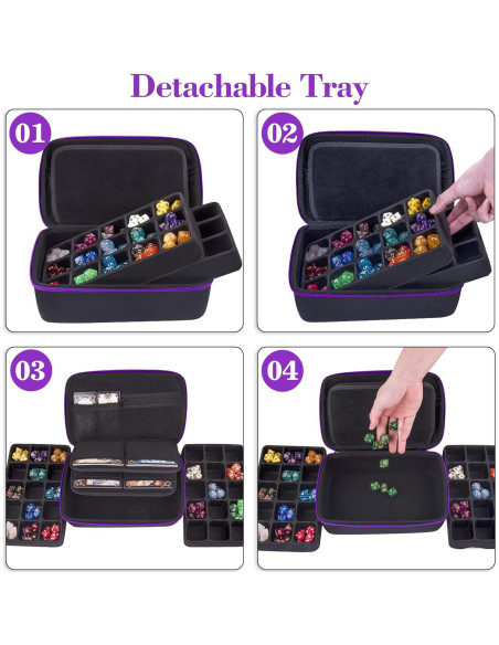 Caja de Almacenamiento de Dados SIQUK Violeta Doble Bandeja