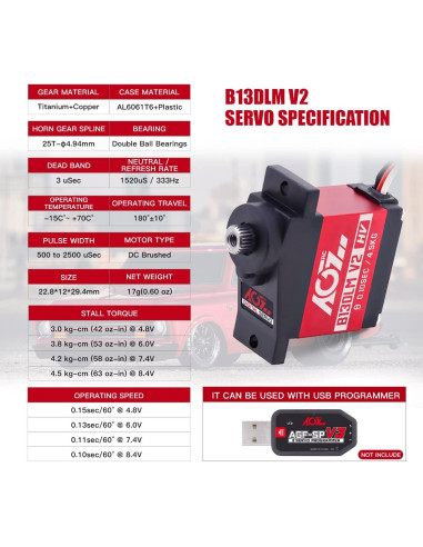 Servo Motor AGFRC B13DLM V2 4.5kg 22.8x12x29.4mm RC