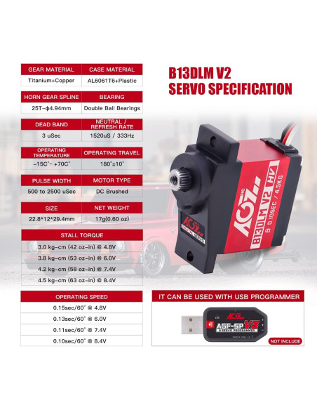 Servo Motor AGFRC B13DLM V2 4.5kg 22.8x12x29.4mm RC