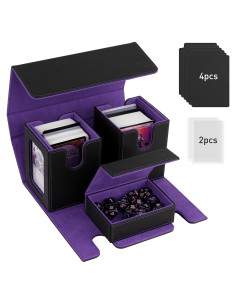 Caja para Deck TiMOVO Commander 200+ Cartas Cuero Negro/Morado