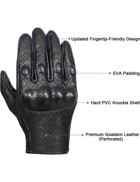 Guantes de Motocicleta Superbike G01 Piel Cabra Talla L