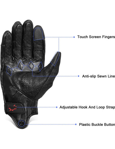 Guantes de Motocicleta Superbike G01 Piel Cabra Talla L