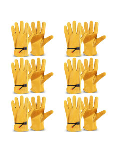 Guantes de Cuero de Vacuno Tarpop 6 Pares Jardinería