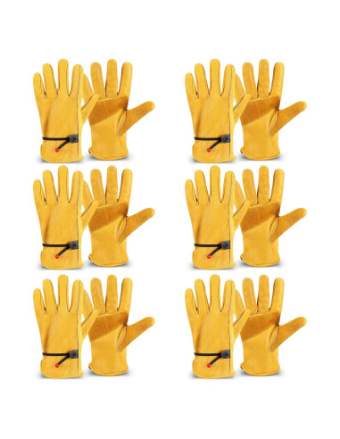 Guantes de Cuero de Vacuno Tarpop 6 Pares Jardinería