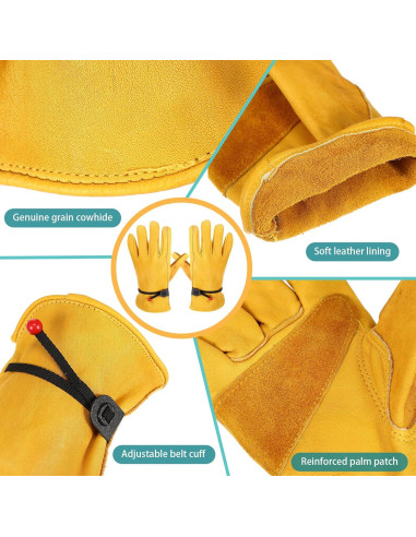Guantes de Cuero de Vacuno Tarpop 6 Pares Jardinería