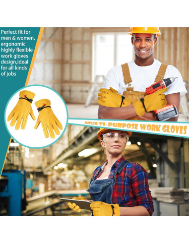 Guantes de Cuero de Vacuno Tarpop 6 Pares Jardinería