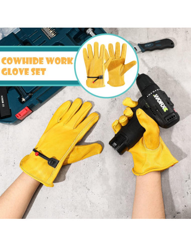 Guantes de Cuero de Vacuno Tarpop 6 Pares Jardinería