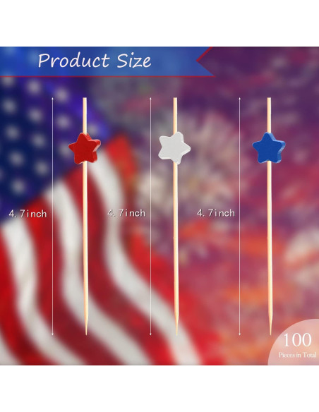 100 Palillos de Cóctel Crafterlife Estrellas Patrióticas