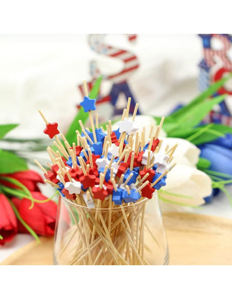 100 Palillos de Cóctel Crafterlife Estrellas Patrióticas
