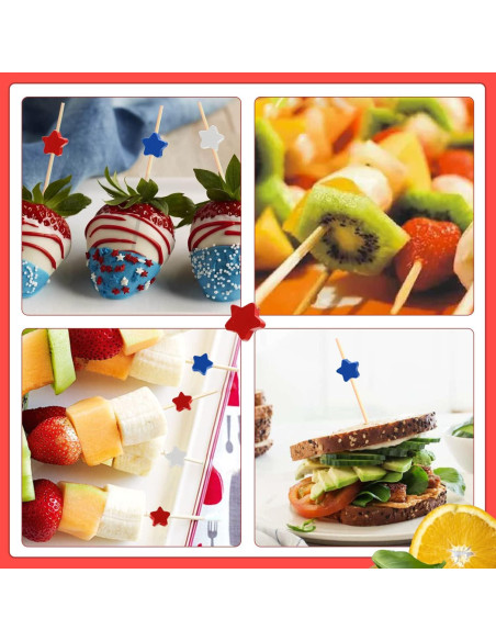 100 Palillos de Cóctel Crafterlife Estrellas Patrióticas