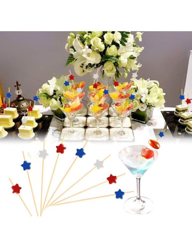 100 Palillos de Cóctel Crafterlife Estrellas Patrióticas