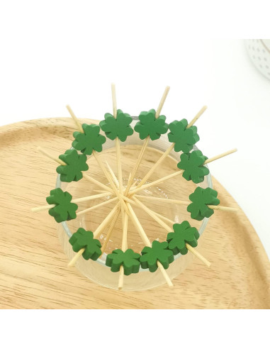 100 Palillos de Cóctel Crafterlife Trébol Verde 11.9 cm