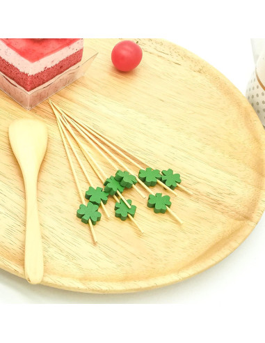 100 Palillos de Cóctel Crafterlife Trébol Verde 11.9 cm