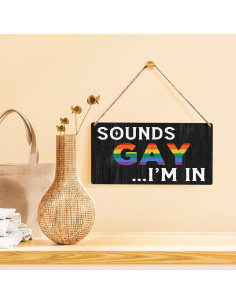 Letrero Colgante de Madera Gay Qious 30x15 cm Decoración 2