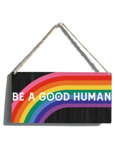 Cartel de Madera Qious Sé un Buen Humano 30x15 cm