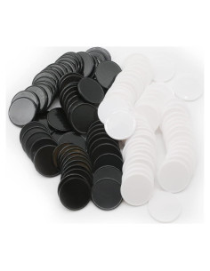 Juego de 100 Fichas de Plástico para Póker 25 mm Negro/Blanco