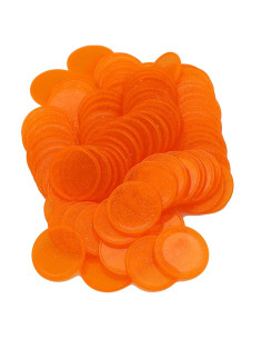 Juego de 100 Fichas de Plástico Naranja Estrellado 25 mm
