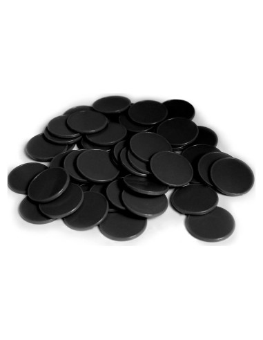 Juego de 100 fichas de plástico negro 25 mm con caja