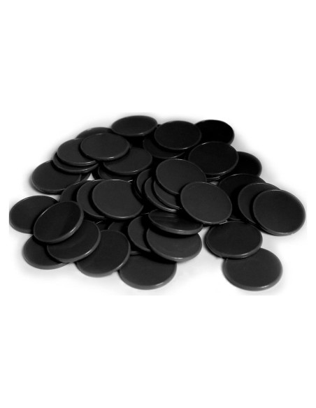Juego de 100 fichas de plástico negro 25 mm con caja