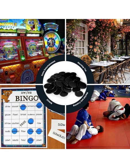 Juego de 100 fichas de plástico negro 25 mm con caja