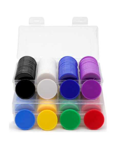 Juego de 100 fichas de plástico negro 25 mm con caja