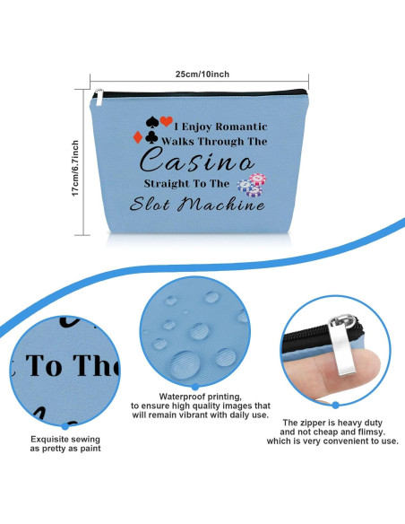 Bolsa de Maquillaje Azul para Jugadoras de Casino 25x17cm