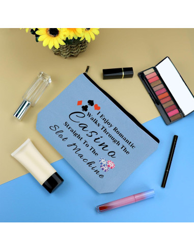 Bolsa de Maquillaje Azul para Jugadoras de Casino 25x17cm