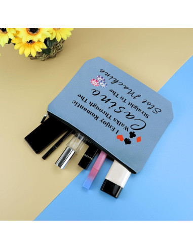 Bolsa de Maquillaje Azul para Jugadoras de Casino 25x17cm