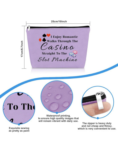 Bolsa de Maquillaje Morada para Jugadores de Casino 25x17cm