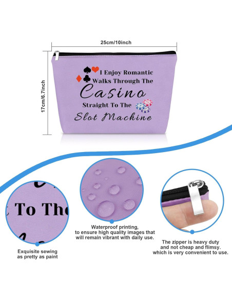 Bolsa de Maquillaje Morada para Jugadores de Casino 25x17cm