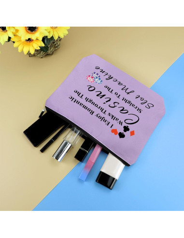 Bolsa de Maquillaje Morada para Jugadores de Casino 25x17cm