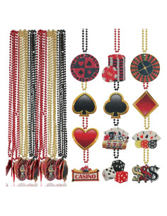 Juego de 24 Collares de Perlas Casino Sayaya con Dados y Fichas
