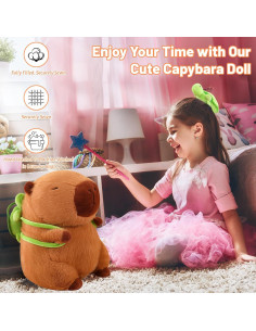 Emoin Peluche Capybara 23 cm con Mochila Tortuga Suave 2