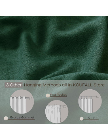 Cortinas Sheer KOUFALL Verde Oscuro 90x114 cm con Tablero