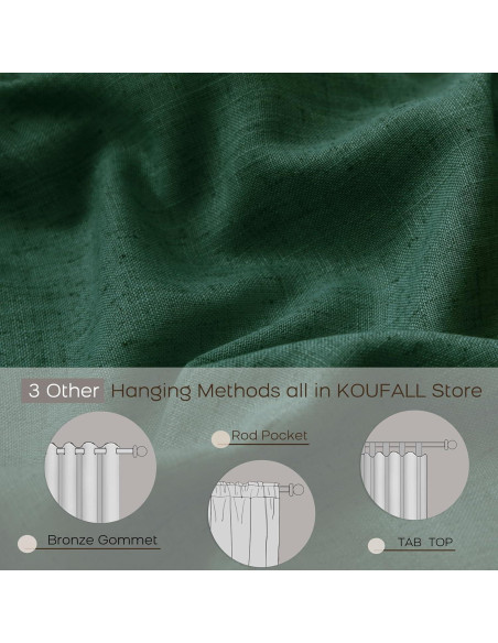 Cortinas Sheer KOUFALL Verde Oscuro 90x114 cm con Tablero