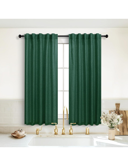 Cortinas Sheer KOUFALL Verde Oscuro 90x114 cm con Tablero