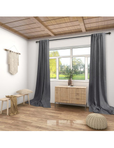 Cortinas Sheer KOUFALL 52x229 cm Lino Gris Oscuro 2 Piezas 2