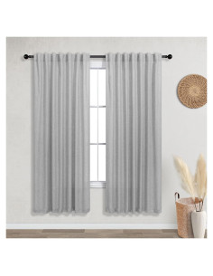 Cortinas KOUFALL 52x160 cm Lino Transparente Gris Claro