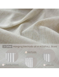 Cortinas de Lino KOUFALL 52x137 cm con Bolsillo Trasero 2