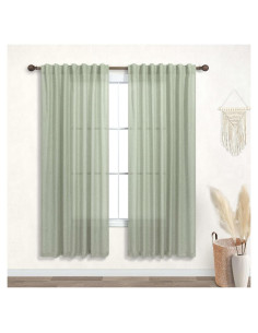 Cortinas Sheer KOUFALL Verde Salvia 132x160 cm Pack 2