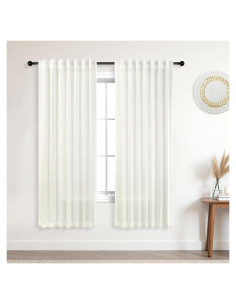 Cortinas Lino KOUFALL 160x160 cm Semi Transparentes 2 Piezas