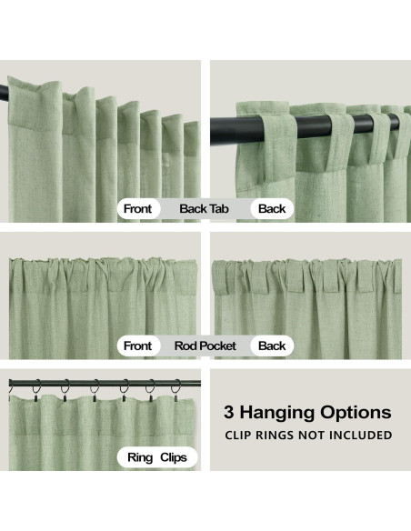 Cortinas Sheer KOUFALL Verde Salvia 132x160 cm Pack 2